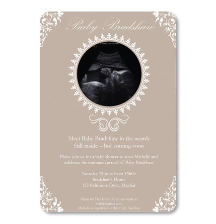 Classic Scan - Stone - Baby Shower Invitations